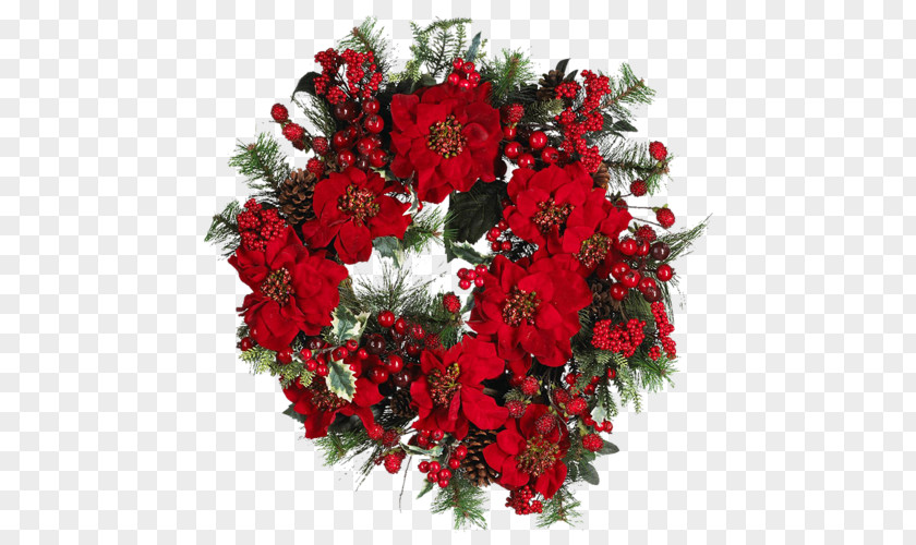 Rose Decoration Wreath Poinsettia Artificial Flower Christmas PNG