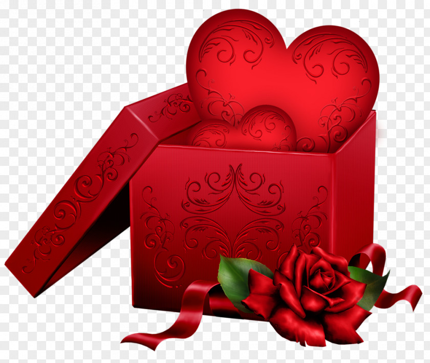 Transparent Gift Box With Heart And Rose PNG Clipart Valentine's Day Clip Art PNG