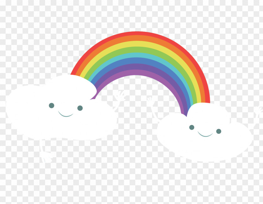Vector Smiling Clouds And Rainbow Decorative Material Euclidean Cloud PNG
