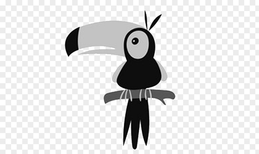 Creative Hand-painted Black And White Crow Bird Parrot Cartoon Clip Art PNG