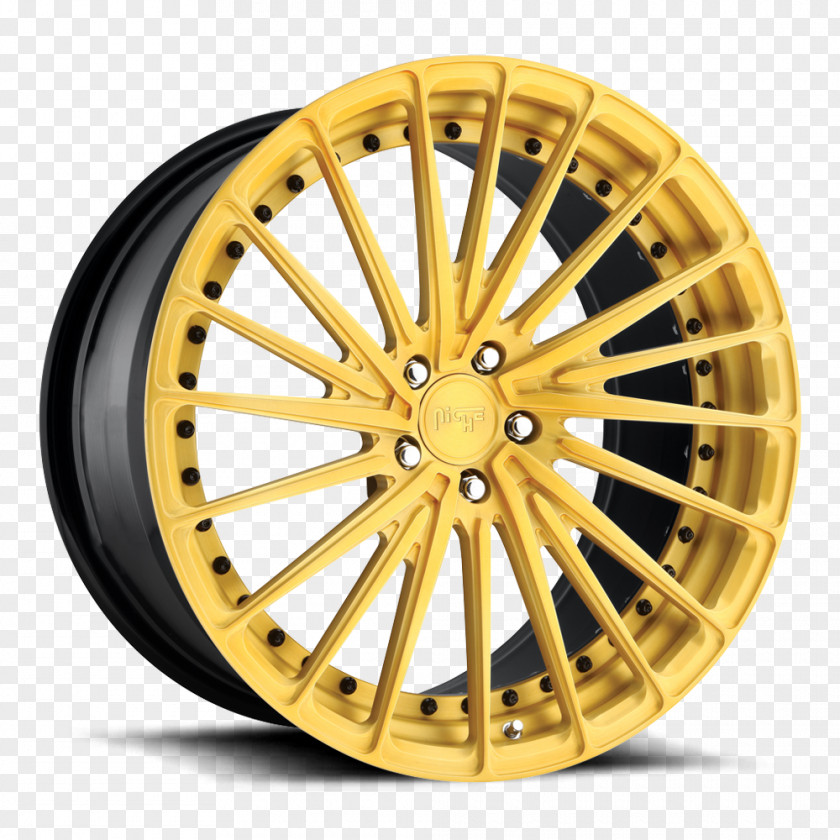 Brushed Gold Alloy Wheel Car Spoke Tire PNG