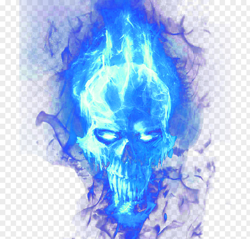 Blue Flame Skull Hoodie PNG