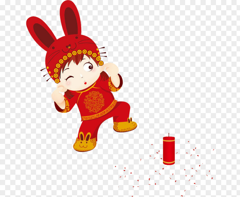 Children Set Off Firecrackers Chinese New Year Firecracker Lion Dance Clip Art PNG