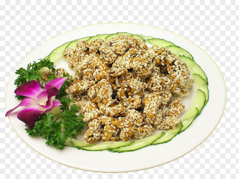 Sesame Walnuts Vegetarian Cuisine Chinese Asian Walnut PNG