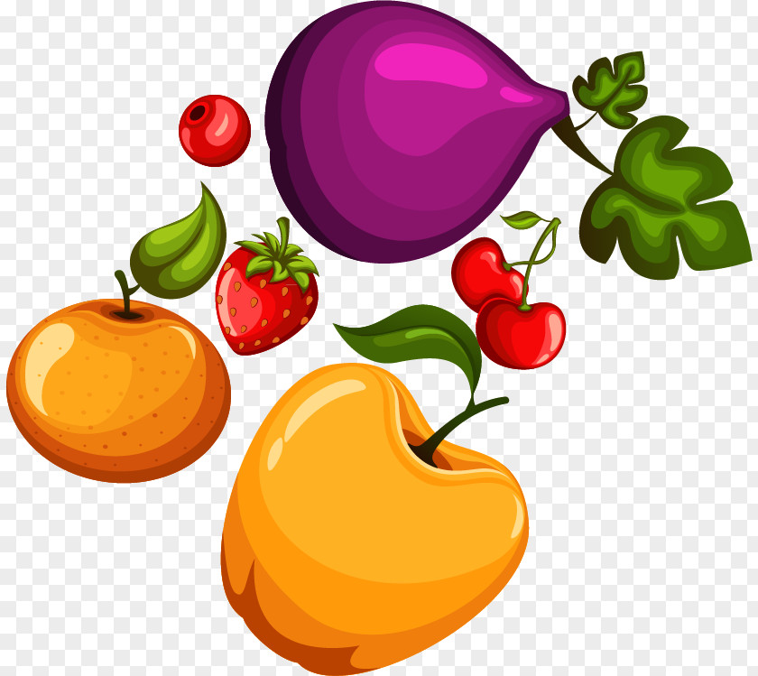 Apple Cherry Strawberry Pear Vector Material Vegetarian Cuisine Clip Art PNG