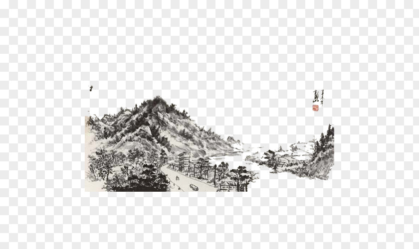Ink Mountain View PNG