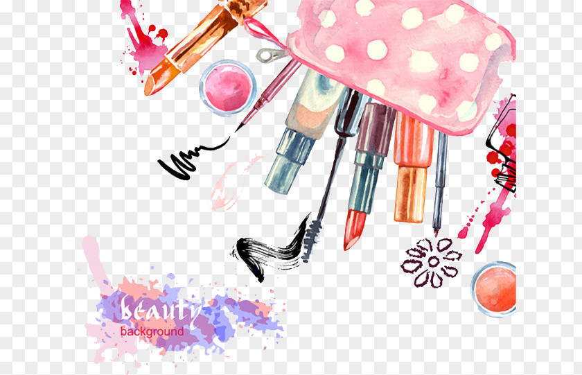 -painted Cosmetics Beauty Eye Liner Mascara Lipstick PNG