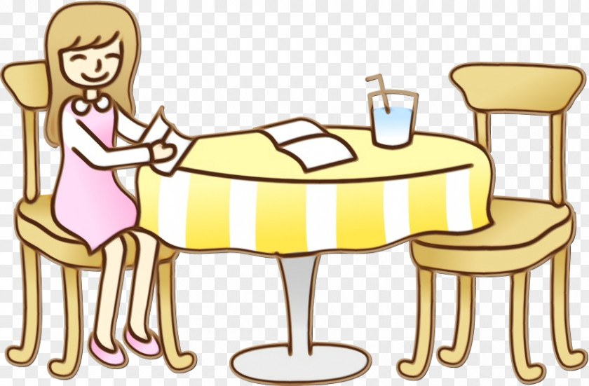 Table Cartoon Conversation Yellow Text PNG