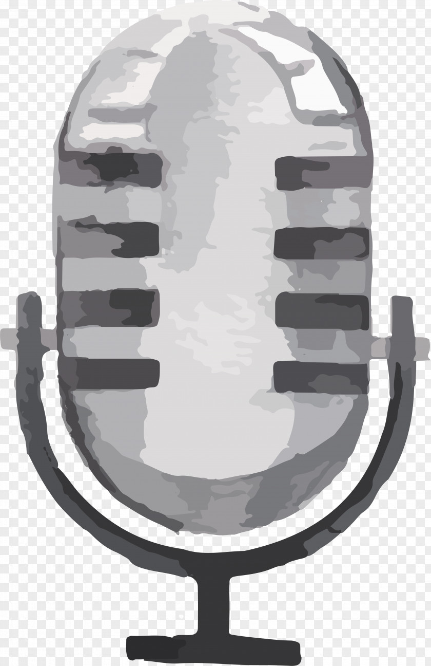 Cartoon Gray Microphone Watercolor Painting Illustration PNG