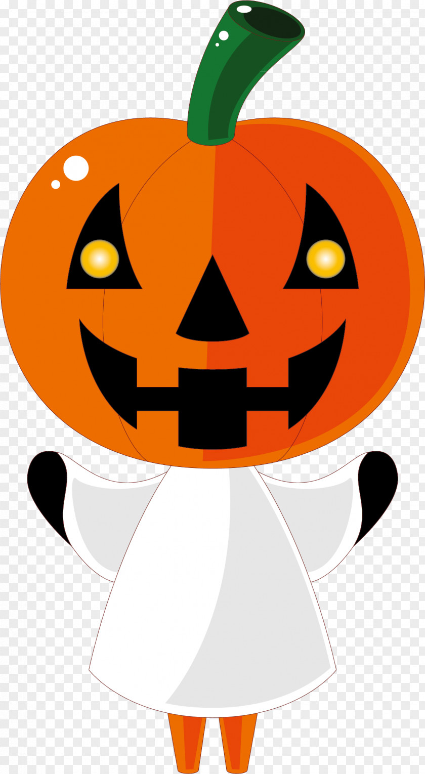 Vector Red Pumpkin Head Cartoon Children Jack-o-lantern Calabaza Halloween Illustration PNG