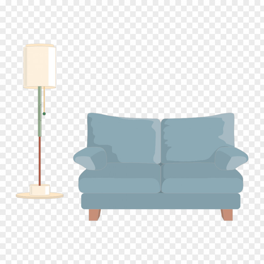 Blue-gray Sofa Floor Lamp Vector Material Couch Table Blue Chair PNG