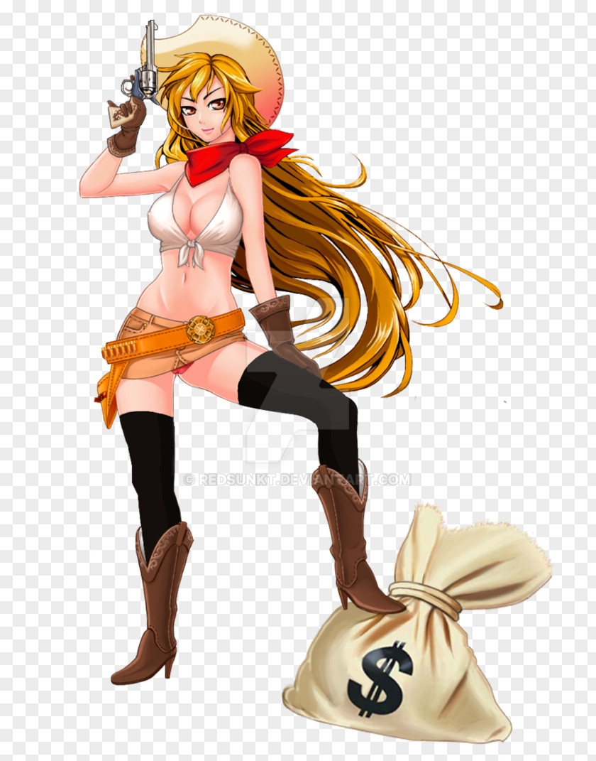 Cowgirl Money Bag Cartoon Figurine PNG