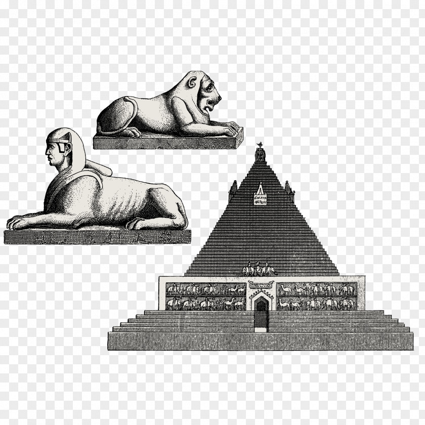 Egyptian Pyramids And The Sphinx Great Of Giza Illustration PNG