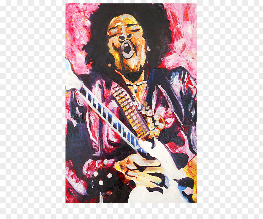 Jimi Hendrix Modern Art Painting Rock And Roll Canvas PNG