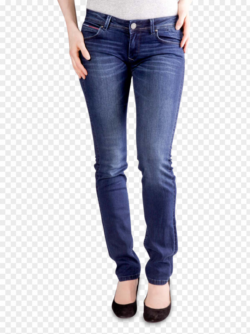 Slim Woman Electric Blue Jeans Cobalt Denim PNG