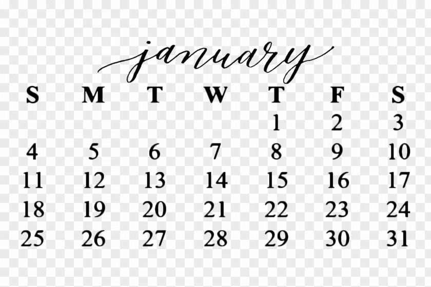Calendar January Desk Pad Clip Art PNG