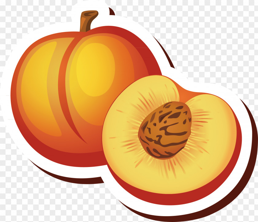 Yellow Hand-painted Peach Elements Fruit Cartoon Vecteur PNG