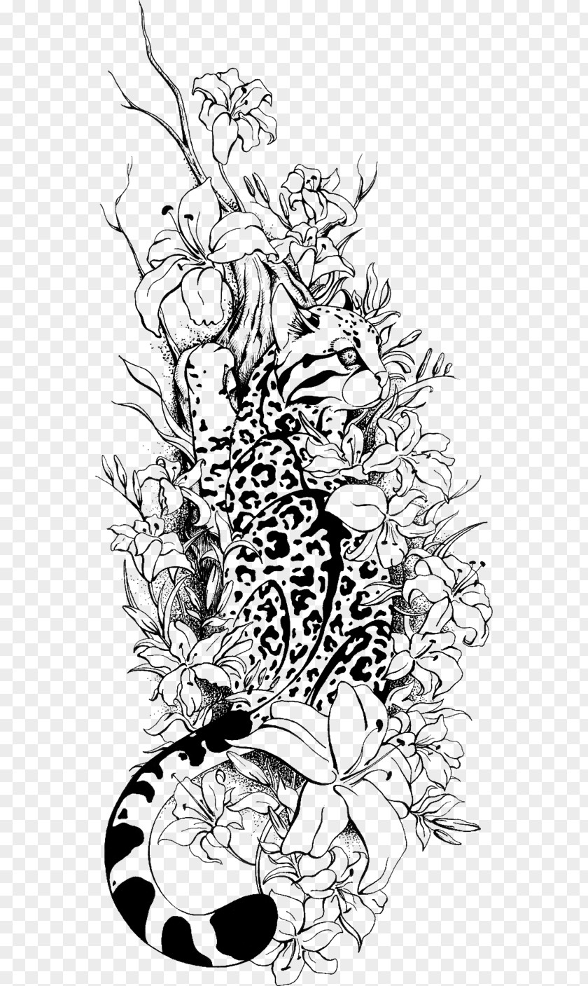 Dreamcathcer Ocelot Tattoo Drawing Line Art Coloring Book PNG