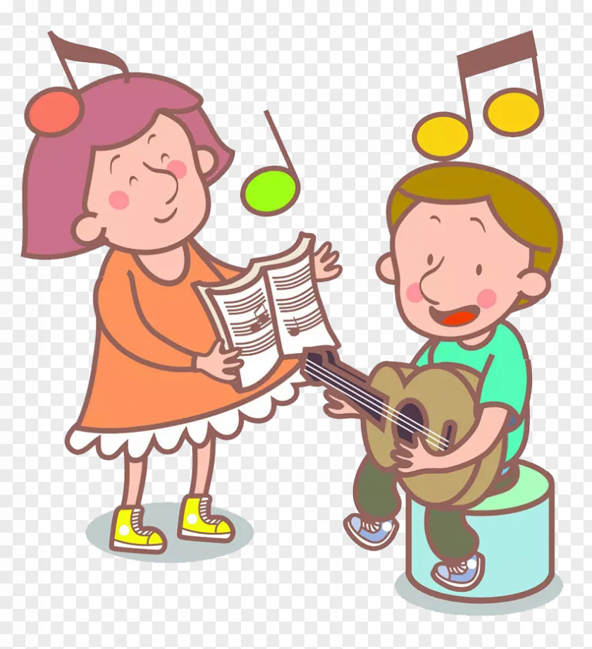 Singing Boy Cartoon Illustration PNG