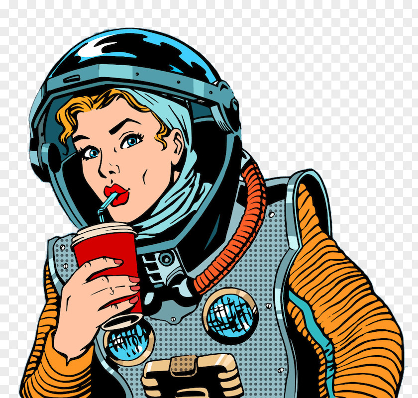 Astronaut Fizzy Drinks Vector Graphics Illustration Pop Art PNG