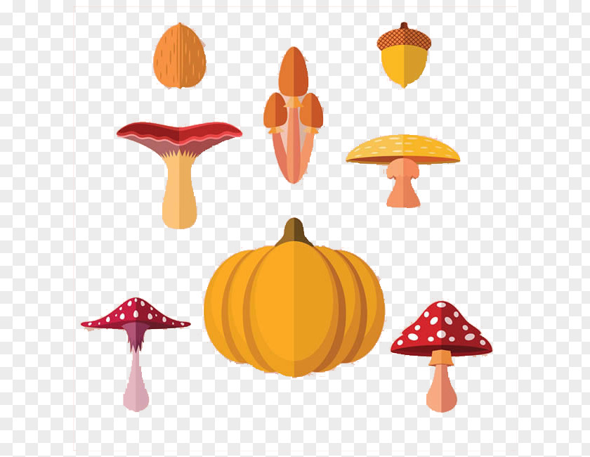 Mushrooms And Pumpkin Download Autumn Computer File PNG