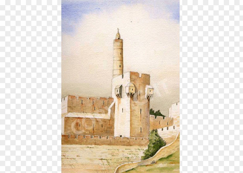 Painting Tower Of David Watercolor Steeple Historic Site PNG