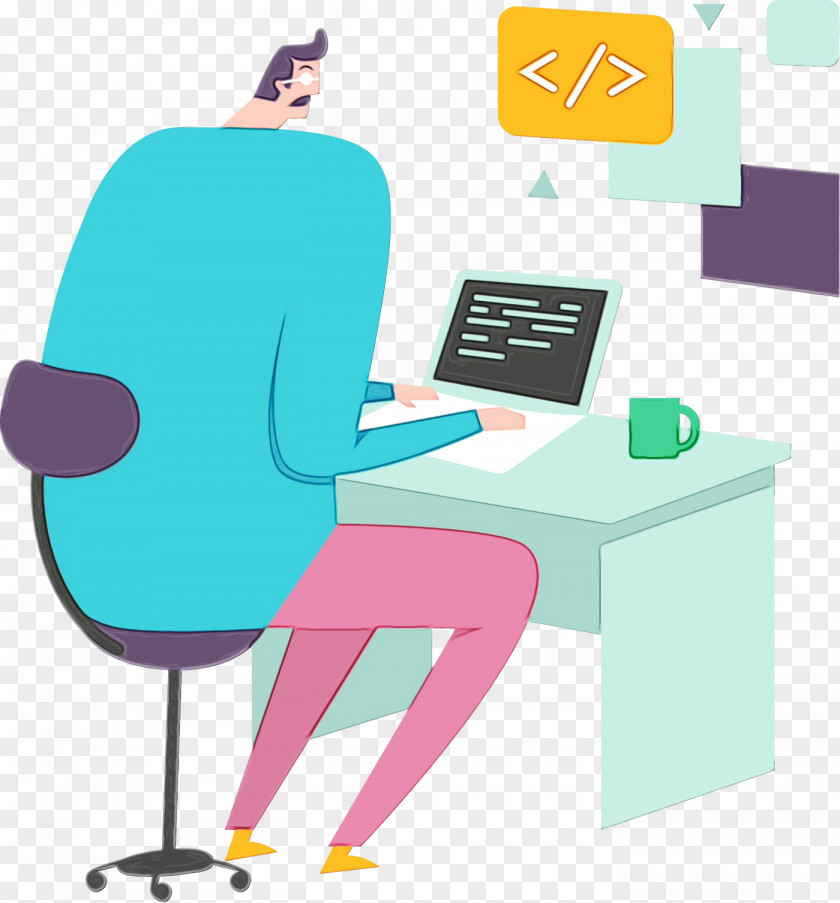 Table Chair Furniture Cartoon Computer Desk Sitting PNG
