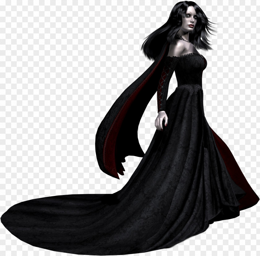 Vampire Robe Dress Halloween Evening Gown PNG