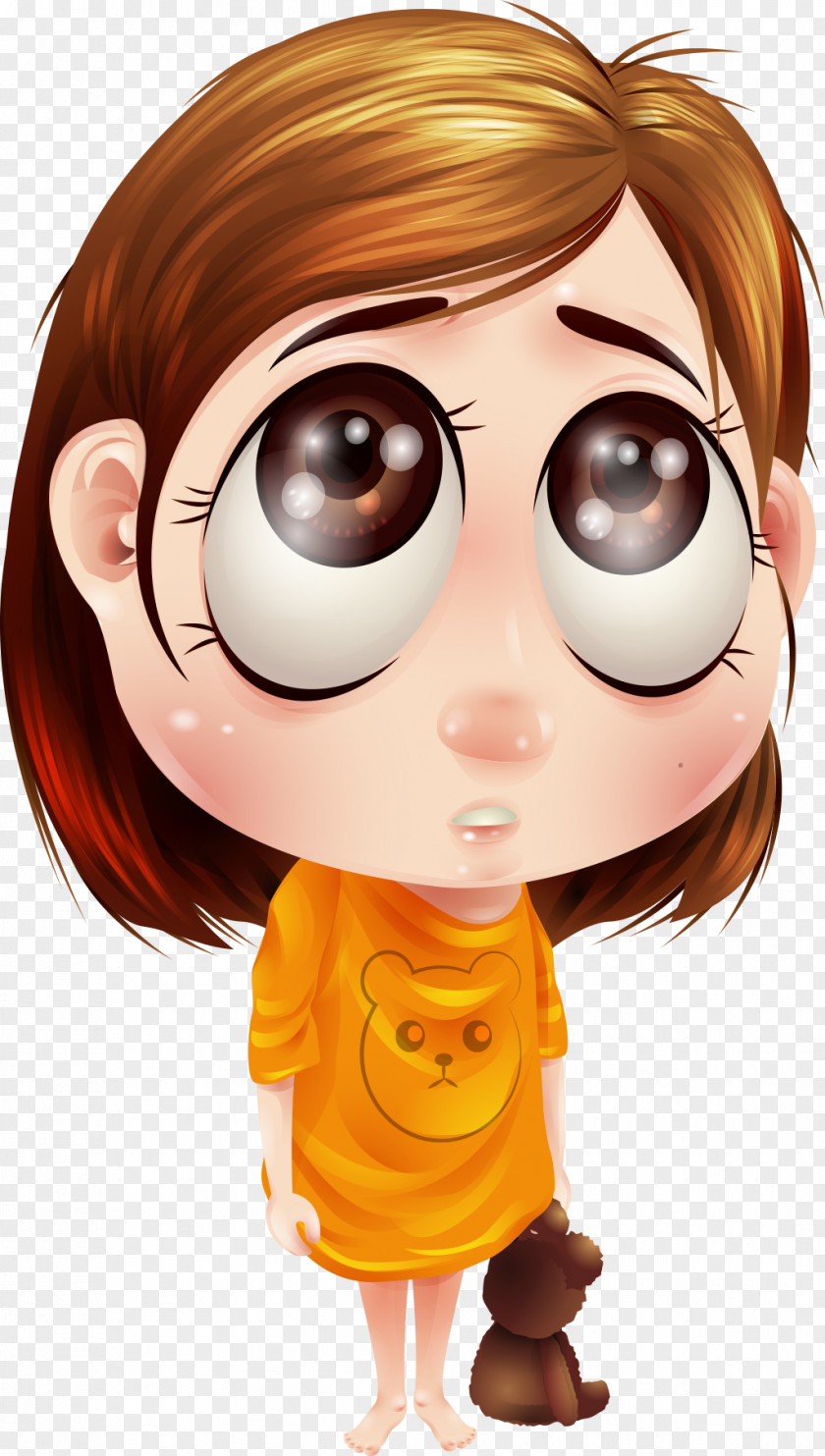 Cartoon Animation Illustration PNG Illustration, Cute girl with big eyes clipart PNG