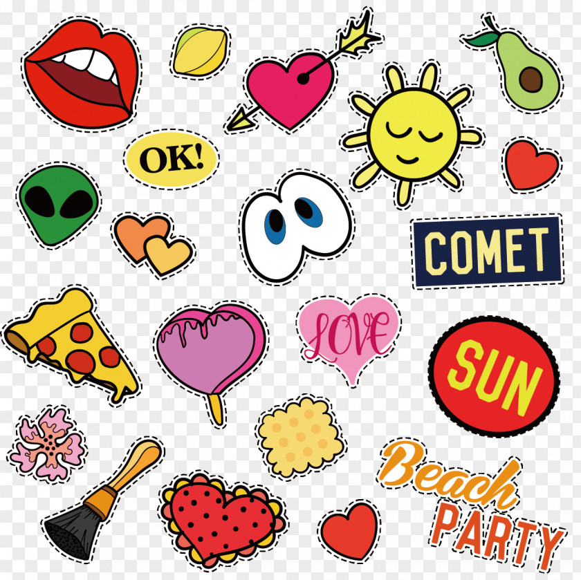 Various Cartoon Stickers Vector Badge Stock Illustration Clip Art PNG