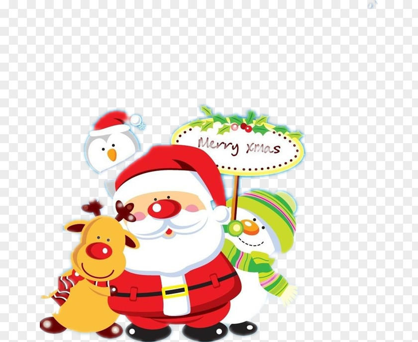 Cartoon Santa Claus Christmas Ornament Tree Wallpaper PNG