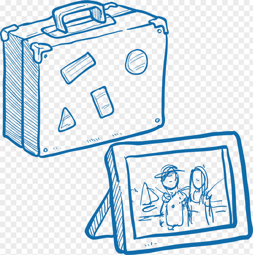 Pencil Sketch And Suitcase Image Vector Graphics PNG