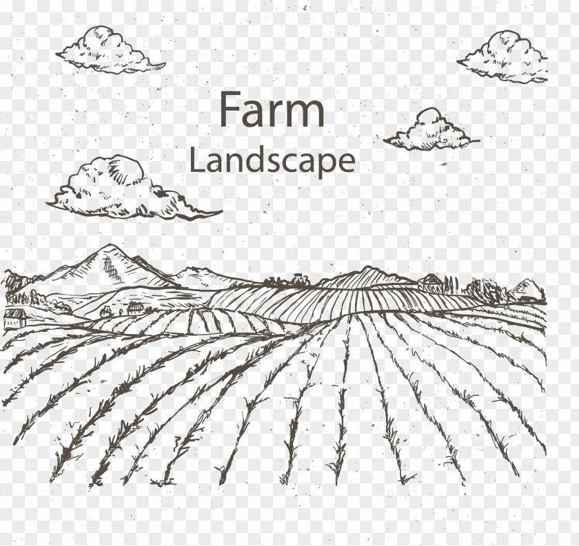 Development Field Drawing Agriculture Farm Sketch PNG
