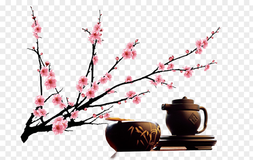 Flowers Classical Elements Flower Teapot Tray PNG