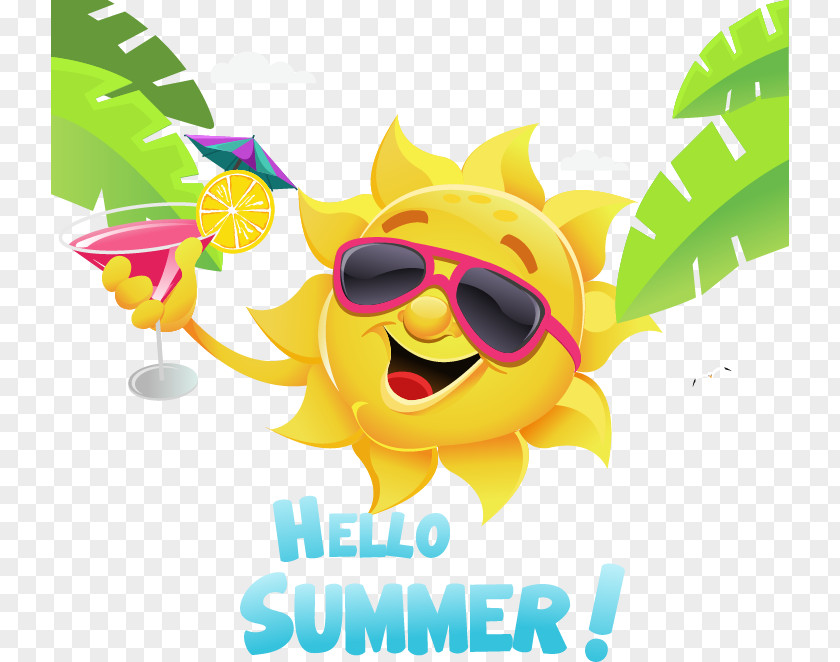 Great Fresh Summer Sun Element Cartoon Illustration PNG