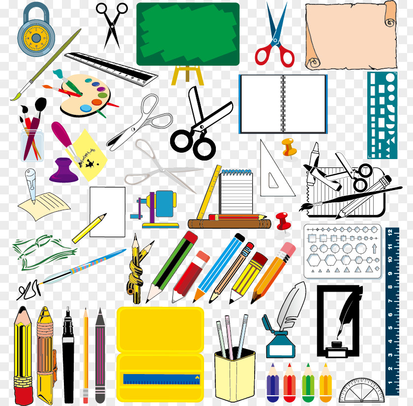 School Supplies Vector Material, Drawing PNG