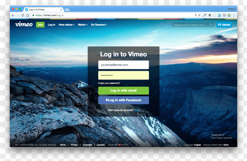 Email Vimeo Video Login PNG