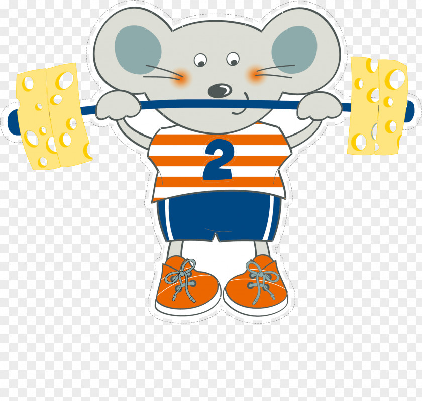 Vector Cute Weightlifting Mouse Olympic Clip Art PNG