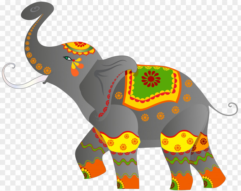 Decorative Indian Elephant Clip Art Image PNG