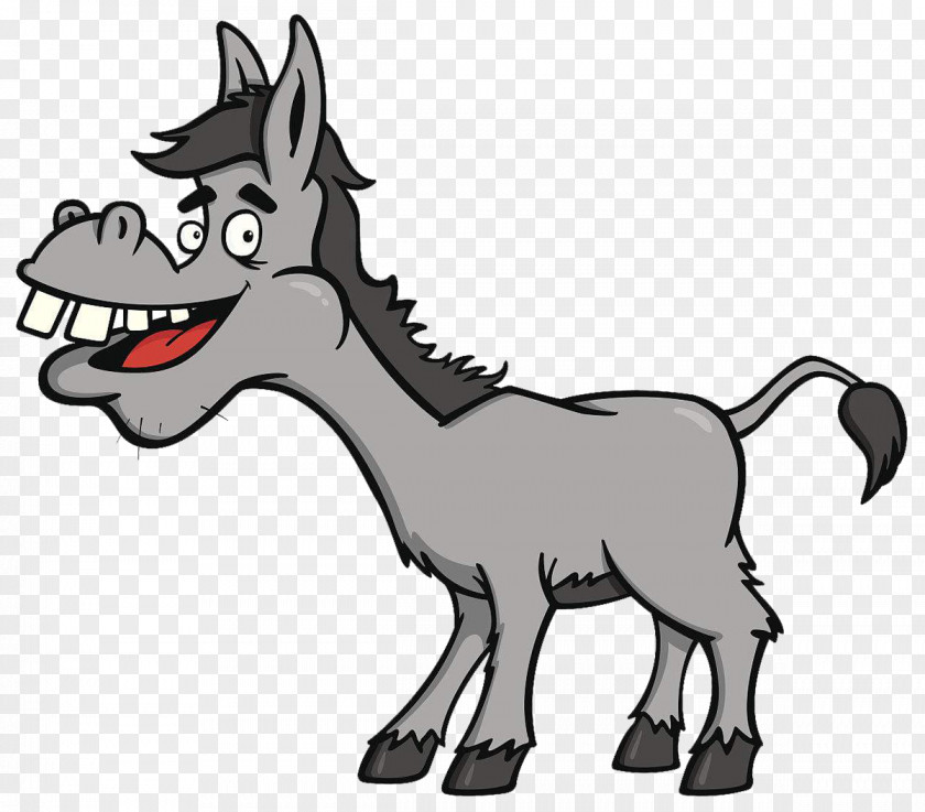 A Gray Cartoon; Mule With Open Teeth Dog Horse Pony PNG