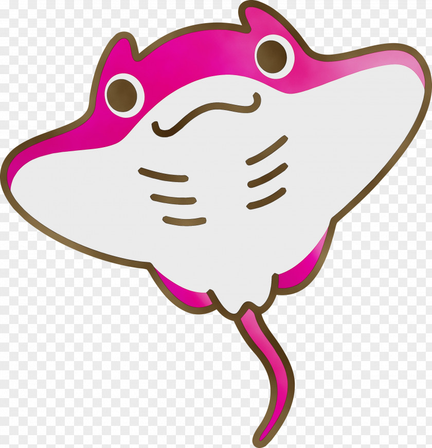 Pink Cartoon Fish Line Art PNG