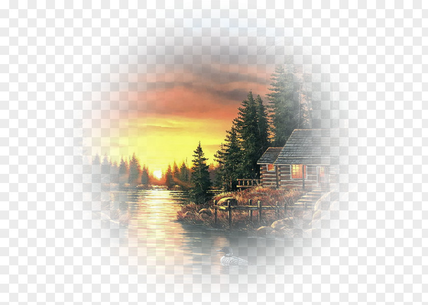 Beau Coucher De Soleil En Ville Embroidery Cross-stitch Puntada Forest Canvas PNG