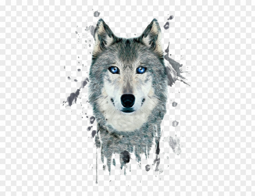 Painted Wolf Arctic Poster Black Illustration PNG