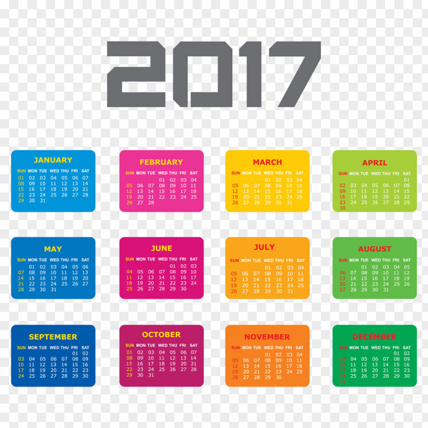 2017 Calendar Color Stock Photography PNG