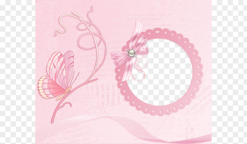 Butterfly Pattern Pink Lace Border Illustration PNG