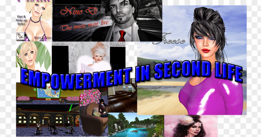 Tagore Second Life Avatar Virtual World Advertising Collage PNG