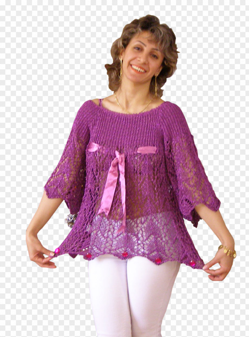 Blouse Shoulder Sleeve Dress Purple PNG