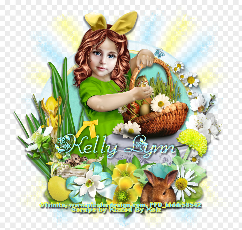 Hello Spring Easter Bunny Flower PNG