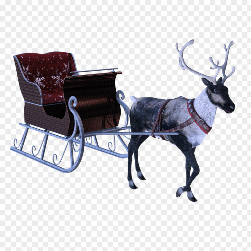 Wagon Cart Reindeer PNG