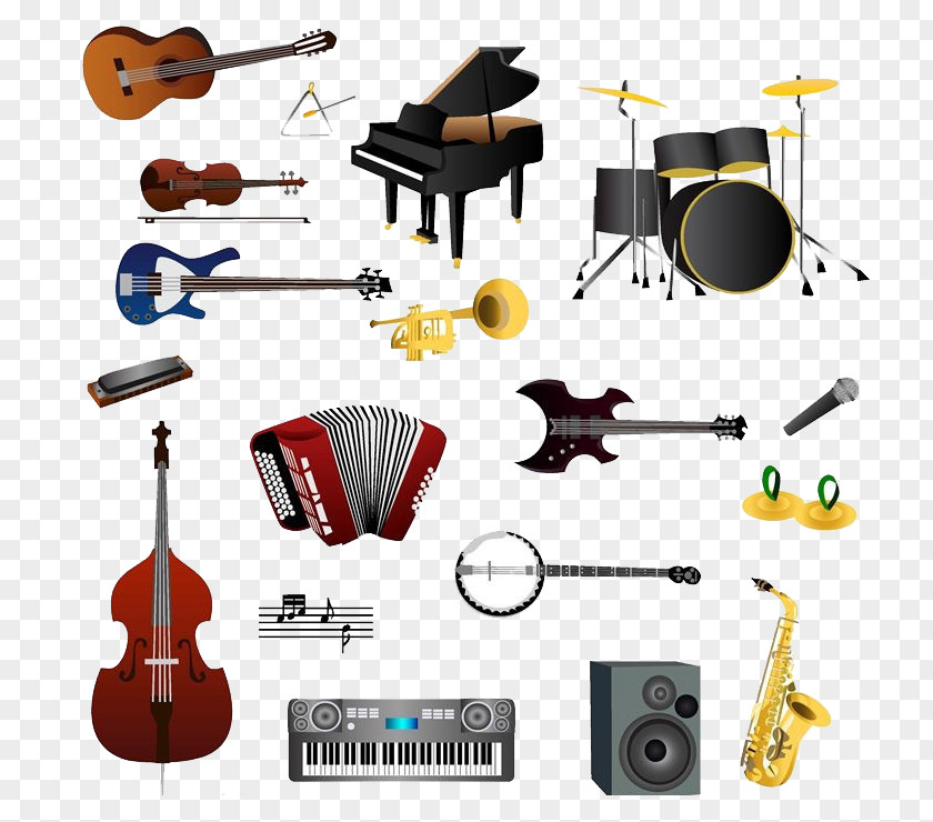 Creative Hand-painted Musical Instruments Instrument Drums Saxophone PNG